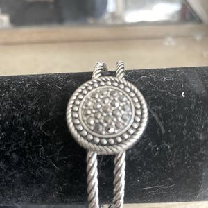 Medallion braided silver cuff bracelet